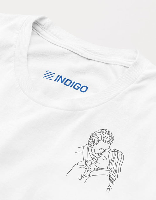 T-shirt à manches courtes avec votre photo dessinée - Indigo Print