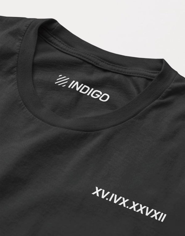 T-shirt à manches courtes date brodée - Indigo Print