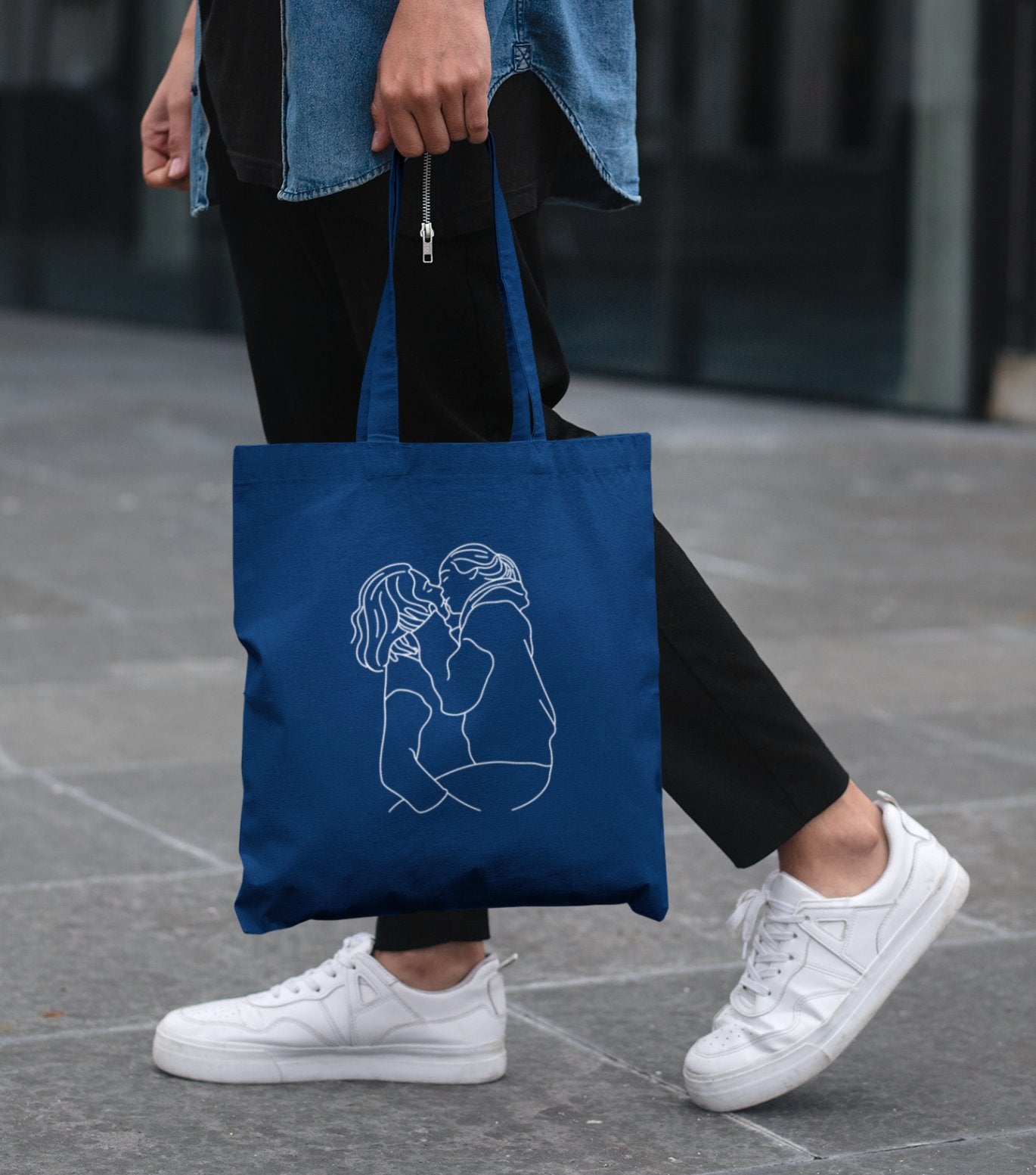 Tote bag avec votre photo dessinée - Indigo Print